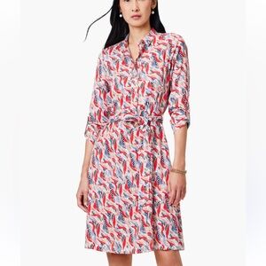 Nic and‎ Zoe NWT size XL Coral waves live in shirt dress with belt
